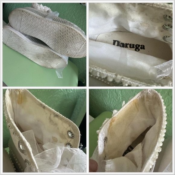 Daruga Bridal Platform Sneakers Pearl Rhinestones Lace sz 40 9 - Picture 8 of 8